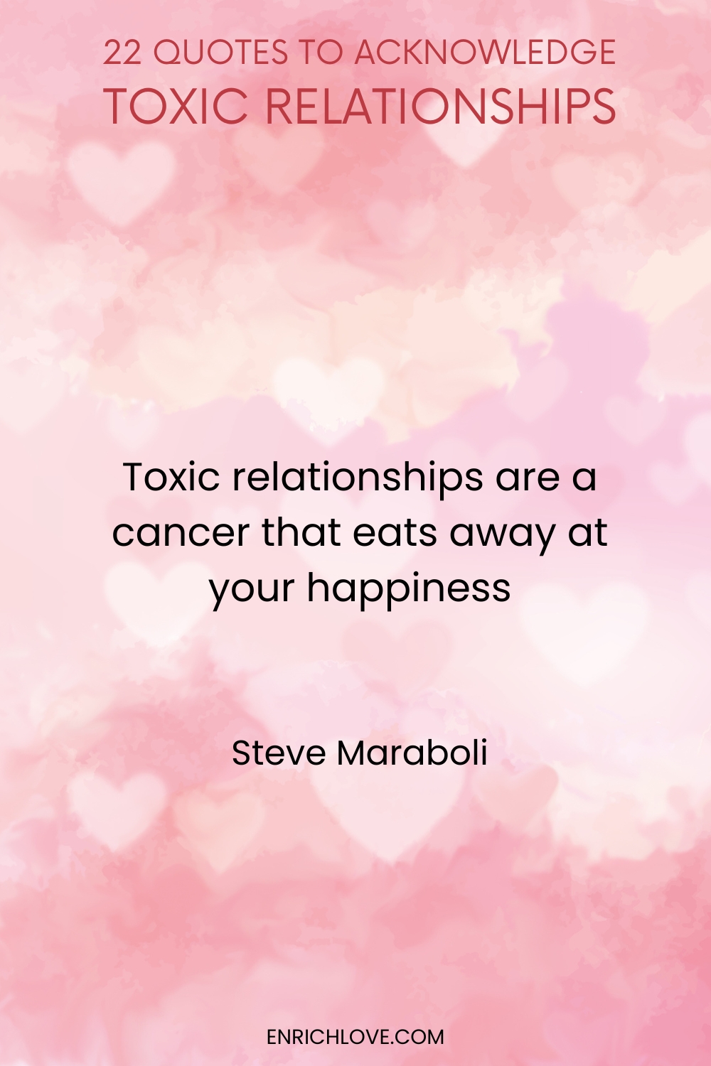 22 Quotes to Acknowledge Toxic Relationships -Toxic relationships are a cancer that eats away at your happiness by Steve Maraboli